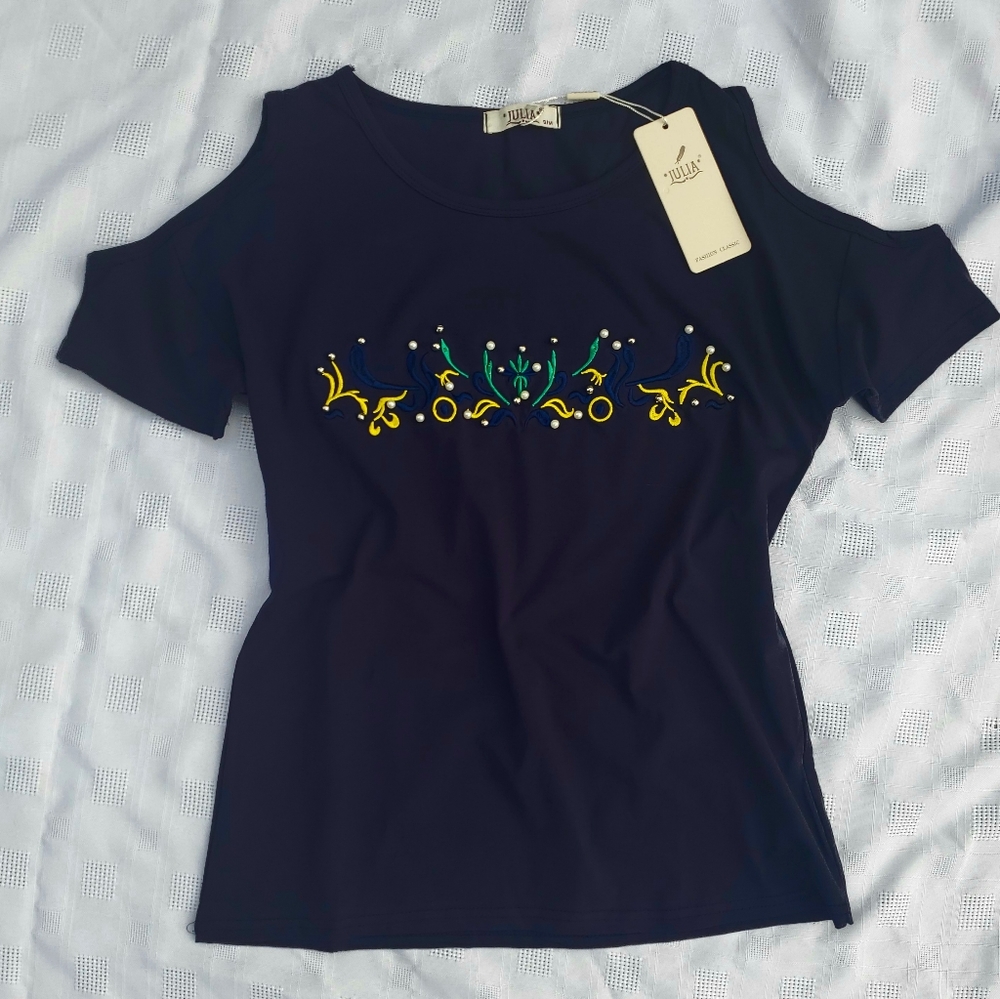 🔴Discount 🔴Julia- Cold Shoulder Top Navy Blue
